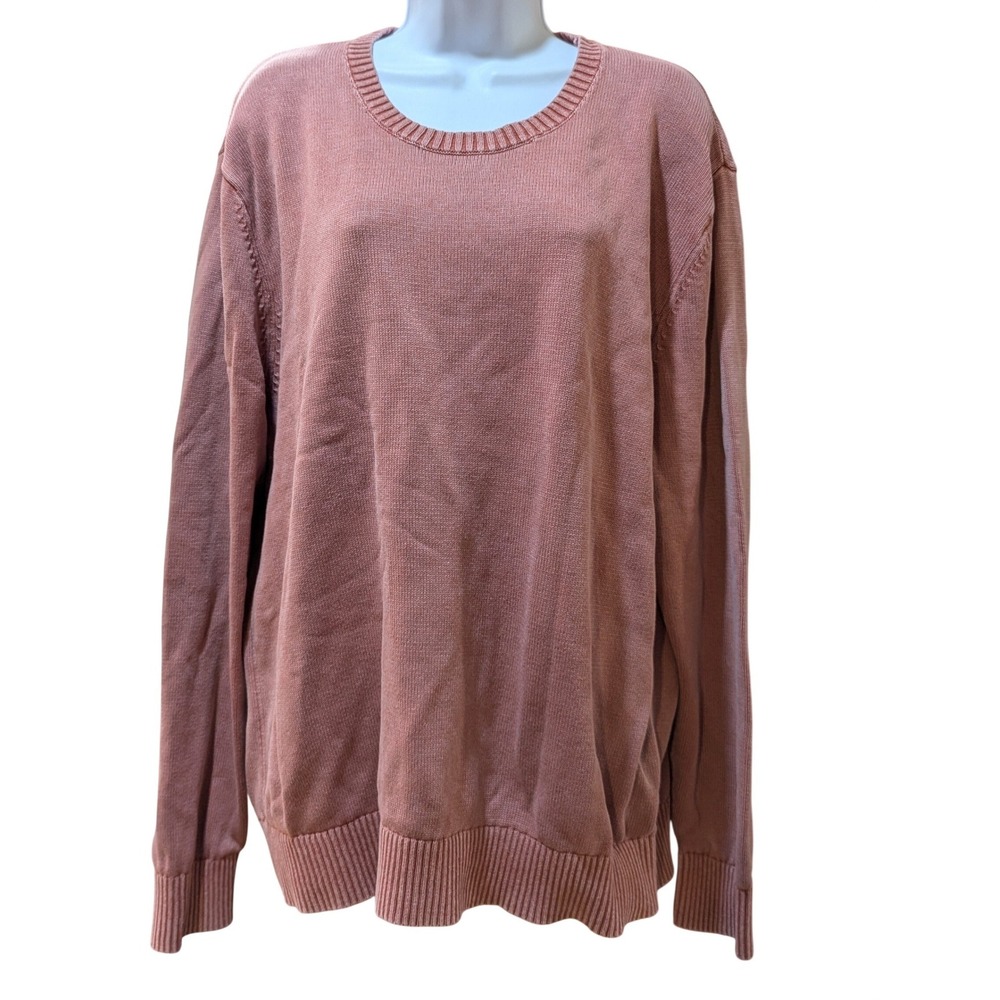 GAP Midweight Wash Faded Red Cotton Crewneck Sweater Preppy Oversized Size‎ XL